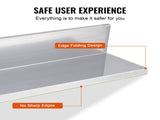 8.6" x 24" Stainless Steel Shelf, Wall Mounted Floating Shelving with Backsplash, 44 lbs Load V952-BGSCTTLL86242HBE0V0
