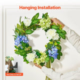 Artificial Decorative Wreath 58.42 cm Blue White Green Hydrangeas Roses V952-ZSHHXQHTMLBL4G2OKV0
