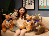 Kangaroo Stuffed Animal with Joey in Pouch & Australia Scarf - Soft Cuddly Plush Toy V1107-CS-DSGZSZ-45