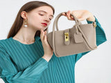 Beige Genuine Leather Women's Handbag - Stylish Bucket Bag with Top Handle and Crossbody Strap V888-ELOSUNG17058
