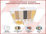 6 Grids Dispenser Storage Container Rice Cereal Beans Grain V63-842211