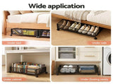 Artiss 4X Under Bed Storage Containers Metal Boxes Quilt Organiser with Wheels UBS-A-MET01-BKX4