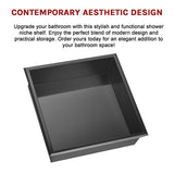 336 x 336 x 101mm Shower Niche Single Shelf Organizer No Tile Needed in Black V63-900671