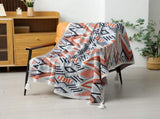 Red-blue Bohemian Knitted Sofa Blanket, 130 x 170 cm, 900g, Ideal for Hotel and Nap Use V888-ELOSUNG28784