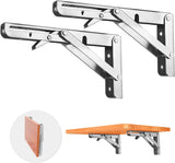 2 PCS Heavy Duty Stainless Steel Folding Shelf Bench Table Bracket, Max Load 660lb/300kg, Long V1259-DP01-A-1367