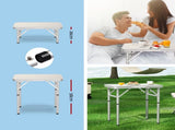 Weisshorn 3pc Camping Table Chair Set Outdoor Folding Aluminium Portable Picnic CAMP-MOON-BKX2-MDF-60