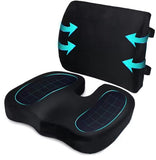 Ergonomic Memory Foam Seat Cushion & Lumbar Support Set - Soft Crystal Velvet Orthopedic Relief V888-ELOSUNG49657