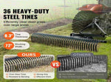 Tow Behind Dethatcher, 1.8m Tow Dethatcher with 36 Steel Tines, 3-Point Lawn Dethatcher Rake with V952-ZXSCJ72DSDLJ73TTAV0