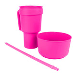 2 In 1 Snack Drink Cup with Straw Large Opening Plastic Beverage Cup Top Snack Bowl for Movie V1294-YM0901-3118230165615