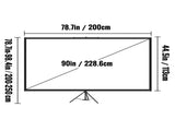 Tripod Projector Screen with Stand 90 inch 169 4K HD Projection Screen Stand Wrinkle-Free Height V767-VVR-TYPMDZCY901696BAVV0