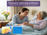 EQUIPMED 7 Function Medical Bed, w/ Mattress & Over Bed Table, Adjustable Back and Leg Lifting, V219-BNSADBEQM06A
