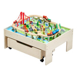VEVOR Train Table 100 PCS Wooden Kids Activity Table with Rolling Storage Drawer V952-CGKHCZ312513ALK2I001V0