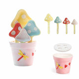 5 Pieces Cute Polka Dot Mushroom Ceramic Measuring Set with Storage Pot, Flower Pot Shape V1366-AZ2-W-15228