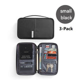 3-pack Small size Black Travel Document Organiser - Waterproof Oxford Cloth Passport Holder With V888-ELOSUNG56123-3