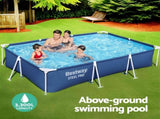Bestway Swimming Pool 300x201x66cm Steel Frame Above Ground Pools w/ Filter Pump 3300L BW-POOL-SQ-3M-56412