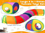21 Cat Tunnels for Indoor Set,3 In1 Collapsible Cat Tunnel Toy with Cube Tent Toys Combo and 20 V1369-AZ3-W-22169