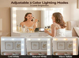 Artiss Dressing Table Vanity Desk Set Stool LED Bulbs White FURNI-L-DRESS08-WH-ABC