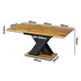 Levede Dining Table Extendable 120cm-160cm 6 People Rectangular Dining Room CH1176-OA-AU