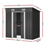 Giantz Garden Shed 1.94x1.21M Sheds Outdoor Storage Workshop House Tool Shelter Sliding Door SHED-FLAT-4X6-AB