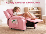 Keezi Kids Recliner Chair PU Leather Toddler Lounge Adjustable Backrest w/ Armrest Storage & 2 Side KID-RECLINER-PU-PK