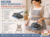 Home Clean Essential 2-piece set -Black Wireless UV Mite Remover Vacuum and Floral Blue Canvas Apron V888-ELOSUNG53603