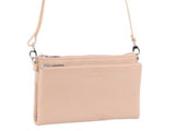 Pierre Cardin Ladies Cross Body Bag Leather Clutch Shoulder Sling Womens - Blush V563-PC2854-BLUSH
