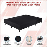 Palermo King Single Ensemble Bed Base Midnight Black Linen Fabric V63-823201