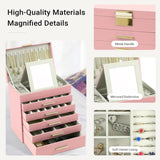 CARLA HOME 6-Layer Large Jewelry Organizer Box for Women with Mirror, Drawers, Hooks & Dividers for V178-36230