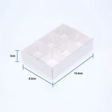 50 Pack of White Card Chocolate Sweet Soap Product Retail Gift Box - 6 Bay Compartments - Clear V382-50CHOC6BAY
