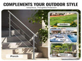 Handrails for Outdoor Steps, 59 in Length 3 Crossbars Stair Hand Rail Kit, Transitional Stainless V952-BXGSLZFS150CBU3NGV0