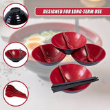 12 Piece Ramen Noodle Bowl with Spoon and Chopsticks Black Red V63-932061