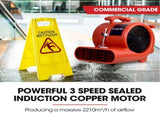 Baumr-AG 3-Speed Carpet Dryer Air Mover Blower Fan, 1300CFM, Sealed Copper Motor, Poly Housing V219-SPCAIRBMC13A