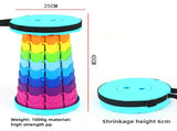 Rainbow Color Stitching Cyan Portable Outdoor Telescopic Folding Stool with 100 Weight-Bearing V888-ELOSUNG17179
