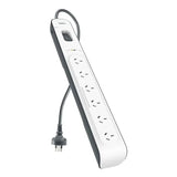Belkin SurgeMaster 6-Outlet Surge Protection Strip - White/Grey , 2M Power Cord, 650 V1202-V2-MPAB6OPS2MPC