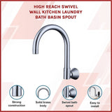 High Reach Swivel Wall Kitchen Laundry Bath Basin Spout V63-823381