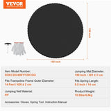 VEVOR Replacement Trampoline Mat Fits 14ft Frame 72 V-Rings 5.5" Spring Length V952-YXBCTD14YC72DJPYCV0