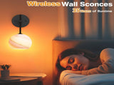 Wall Sconces Set of Two, Wireless Battery Operated Wall Decor Remote, Sconces Wall Lighting V1171-CB-BOM001171