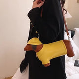Dachshund Bag Crossbody Bag Travel Bag High Quality Bag Fashion Accessory Pet - Yellow - Size V1347-127-56392-YEL-34-14-10