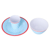 3 Piece Set of Salad Tableware Fruit Snack Plate Bowl and Cup Set Salad TablewareLight Blue Dots V1294-YM0523-3118210289912