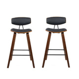 Artiss 2x Bar Stools Leather Padded w/Backrest BA-TW-8782-BKX2