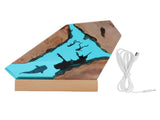 Shark Ship Diver Night Light Table Lamp Handmade Resin Diver Deep Sea Cave Diving Led Light Desktop V1294-YM0901-3119250009411