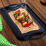 SOGA 2X 50.8cm Cast Iron Ridged Griddle Hot Plate Grill Pan BBQ Stovetop ZPAI009X2