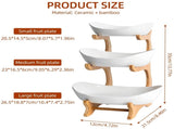 CARLA HOME 3-Tier Ceramic Fruit Bowl Basket with Bamboo Stand for Kitchen Counter, Snack Tray, LSB-36196