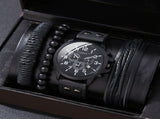 Men'S Bracelet Watch Set Single Calendar Watch Fake Three Eye Watch Canvas - Black - Size 16 V1347-DSZ-001-001-BLK-16