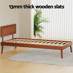 Artiss Bed Frame Single Size Wooden Bed Base Walnut SPLAY WBED-SPLAY-S-WAL