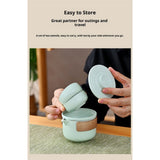 Mini Travel Ceramic Tea Pot Set Kung Fu Teapot, 1 Pot 2 Cups Porcelain Teacup with Tea Infuser V1192-AZ-W-2546