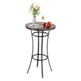 Outdoor Round Bar Table, 60 cm Counter Bar Height Bistro Table, Patio Dining Tables with V952-HXZCLTJBZYX2Z6Y3K001V0