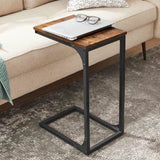 VASAGLE Slim End Table with Metal Frame Industrial Rustic Brown and Black V227-9101402109471