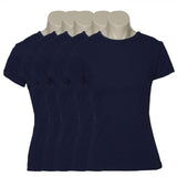 5x Womens 100% Cotton T-Shirt Plain Basic Tee Casual Top in Navy Blue V563-BR-5WSHIRT-NAVYBLU-14