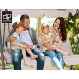 Gardeon Outdoor Swing Chair Garden Chair Bench Furniture Canopy 3 Seater Beige GSC-BST-3S-BE